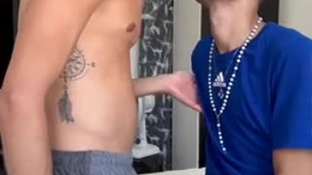 Foreign young man gets fucked by super big cock without condom